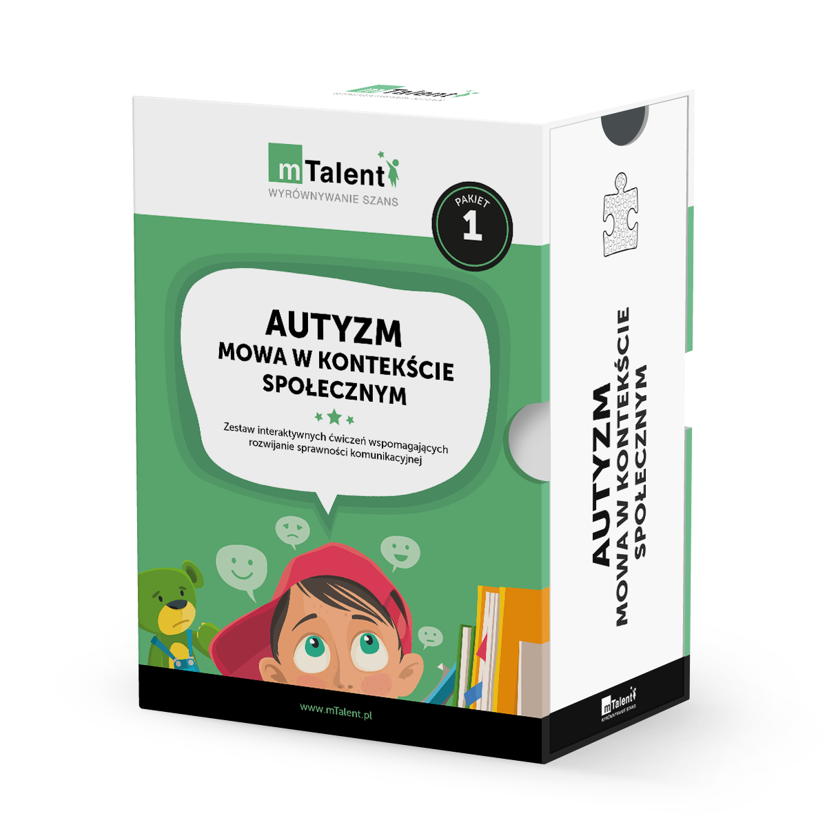 mTalent Autyzm. Rozumienie i naśladowanie mowy (Mowa bierna) + mTalent Autyzm. Mowa w kontekście społecznym cz.1 Autyzm1_opakowanie
