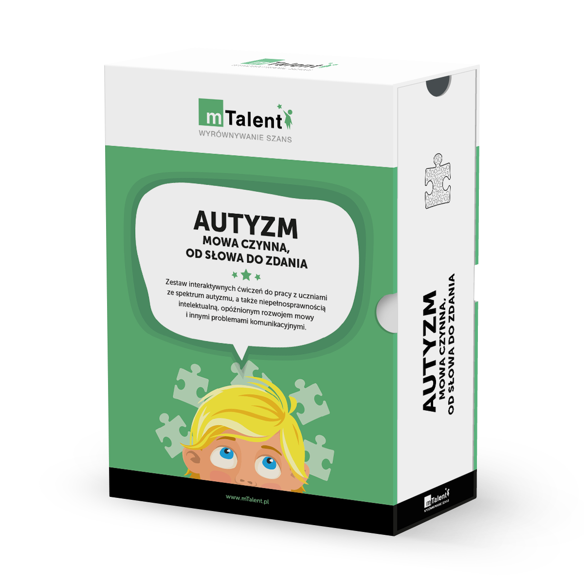 mTalent Autyzm. Mowa czynna, od słowa do zdania  + mTalent Autyzm. Mowa w kontekście społecznym cz.2 Autyzm_mowa-czynna_opakowanie