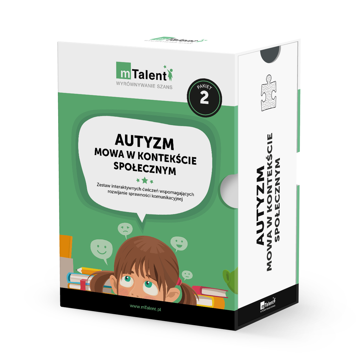 mTalent Autyzm. Mowa czynna, od słowa do zdania  + mTalent Autyzm. Mowa w kontekście społecznym cz.2 Autyzm_mowa2_opakowanie