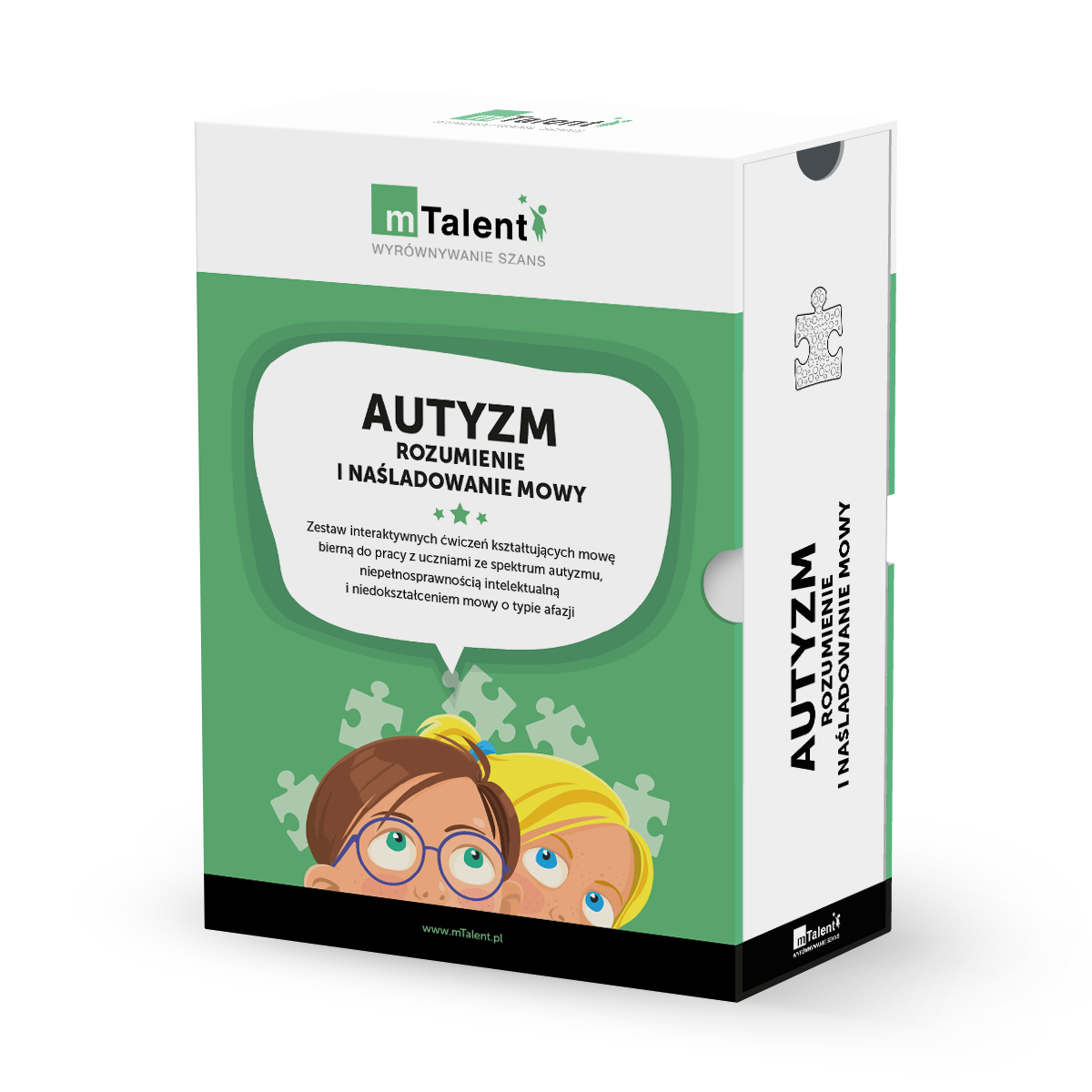 mTalent Autyzm. Rozumienie i naśladowanie mowy (Mowa bierna) + mTalent Autyzm. Mowa w kontekście społecznym cz.1 Autyzm_mowa_opakowanie