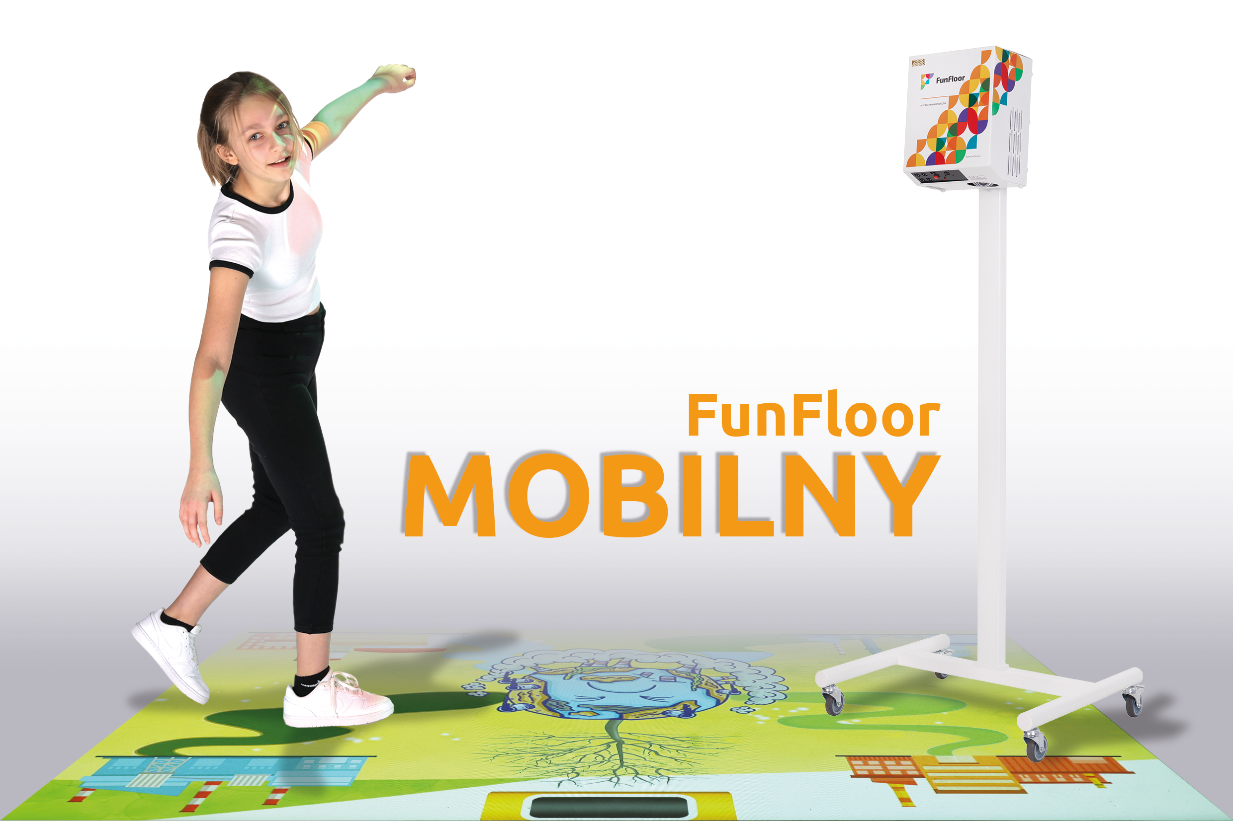 FunFloor MOBILNY + Statyw Mobilny_dziewczynka