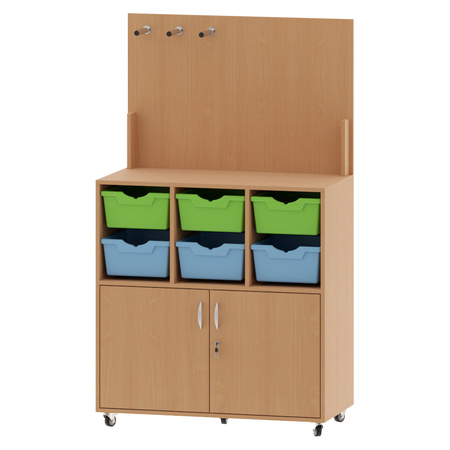 Stolik meblowy z szafką i pojemnikami na drukarkę 3D na kółkach