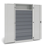 Szafa warsztatowa z 1 półką stałą, 8 szufladami o wys.200 mm