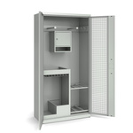 Szafa sportowa z drzwiami skrzydłowymi perforowanymi z wyposażeniem