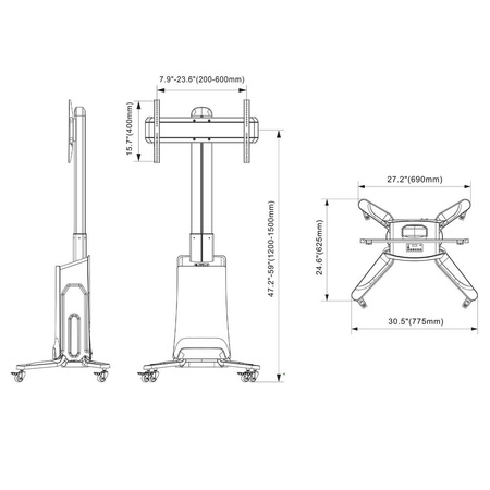 Profesjonalny elektryczny mobilny stojak TV wózek do telewizorów LCD LED 55"-80"