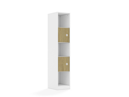 Regał Blox Base 40 5P 2F1 363x466x1869 korpus biały/2x front dąb