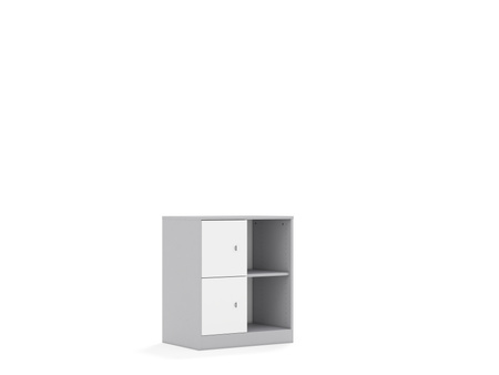 Regał Blox Base 70 2PP 2F1 706x466x813 korpus szary/2x front biały - wariant 5