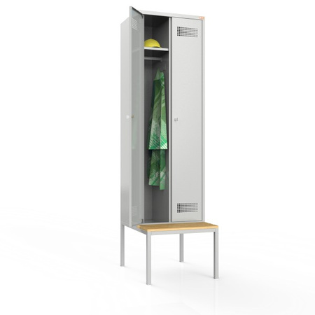 Szafa ubraniowa BHP 2-drzwiowa z ławką wysuwaną