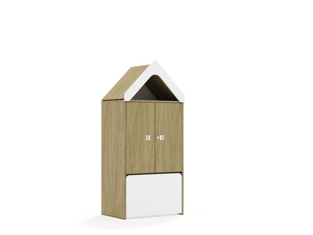 Regał Blox Base 70 3P 2F2 ze skrzynią i daszkiem 706x466x1575 korpus dąb/2x front dąb