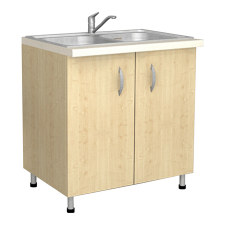 Szafka stojąca na nóżkach 2-drzwiowa ze zlewem 2-komorowym i baterią