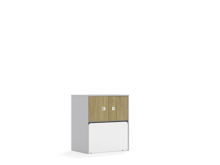 Regał Blox Base 70 2PP 2F1 ze skrzynią 706x466x813 korpus szary/2x front dąb