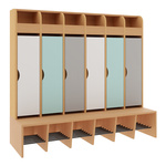 Regał szatniowy Montessi 6 osobowy z drzwiczkami - korpus buk