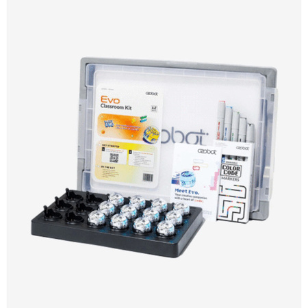Pakiet 12 robotów Ozobot Evo ze zbiorczą stacją do ładowania i flamastrami