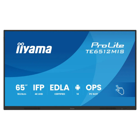 Monitor interaktywny iiyama TE6512MIS-B4AG 65" VA DLED 4K 8/128GB iiware13e, Android14 EDLA