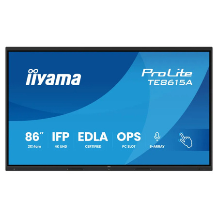 Monitor interaktywny iiyama 86" TE8615A-B1AG 4K UHD Google EDLA Android 14 + uchwyt 