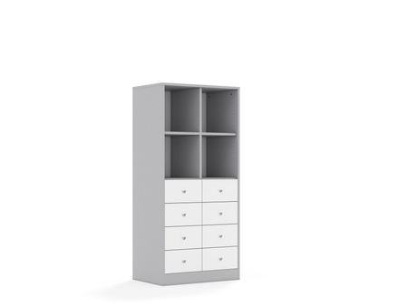 Regał Blox Base 70 4PP 8SB 706x466x1517 korpus szary/8x szuflada biała