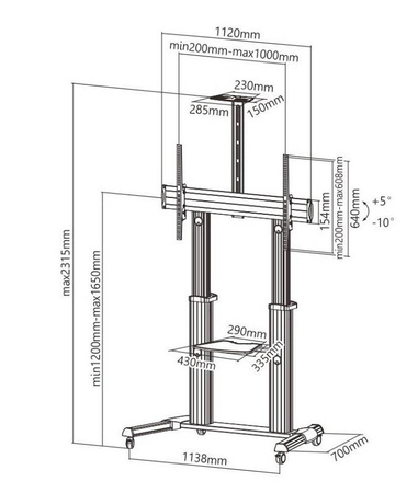Stojak mobilny Techly 60"-100", 100kg regulowany
