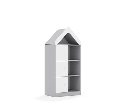 Regał Blox Base 70 3PP 3F1 z daszkiem 706x466x1575 korpus szary/3x front biały - wariant 3