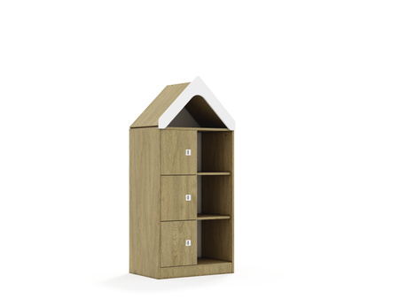 Regał Blox Base 70 3PP 3F1 z daszkiem 706x466x1575 korpus dąb/3x front dąb - wariant 3