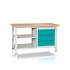 Stół warsztatowy 2-modułowy z szafką WSZ-C i 2 półkami W-P1