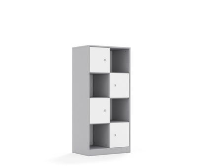 Regał Blox Base 70 4PP 4F1 706x466x1517 korpus szary/4x front biały - wariant 2