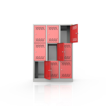 Szafka szkolna 9-drzwiowa, 3 kolumny