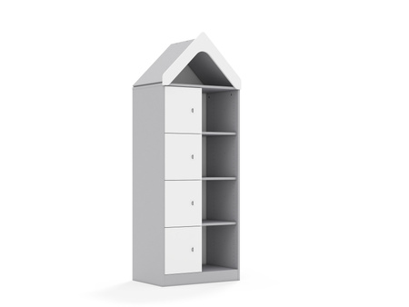 Regał Blox Base 70 4PP 4F1 z daszkiem 706x466x1927 korpus szary/4x front biały - wariant 2