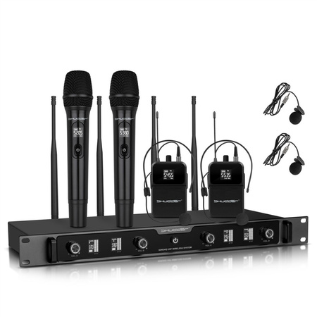 Mikrofony bezprzewodowe Shudder SDR2403 - 2 mikrofony nagłowne + 2 doręczne
