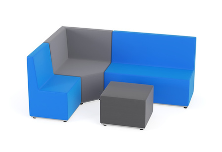 Zestaw puf Tobo 4 szary/niebieski, rozmiar 0