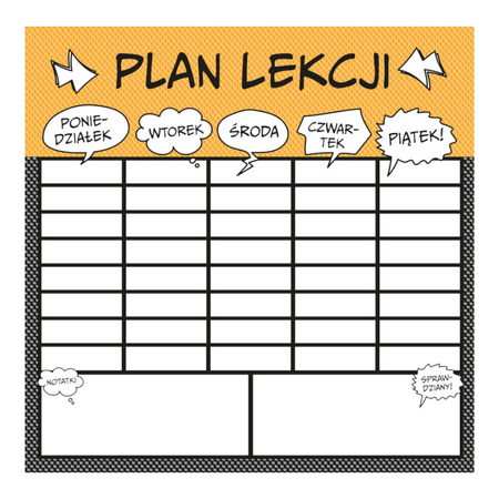 Tablica plan lekcji w ramie drewnianej - 5 sztuk