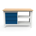 Stół warsztatowy 2-modułowy z szafką WSZ-C i 2 półkami W-P1