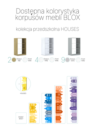 Regał Blox Houses 110 4PP 3F3 z daszkiem 1049x466x1927
