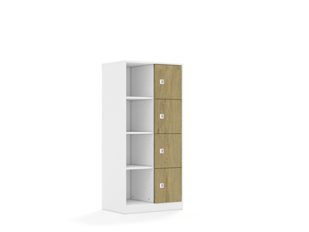 Regał Blox Base 70 4PP 4F1 706x466x1517 korpus biały/4x front dąb - wariant 4