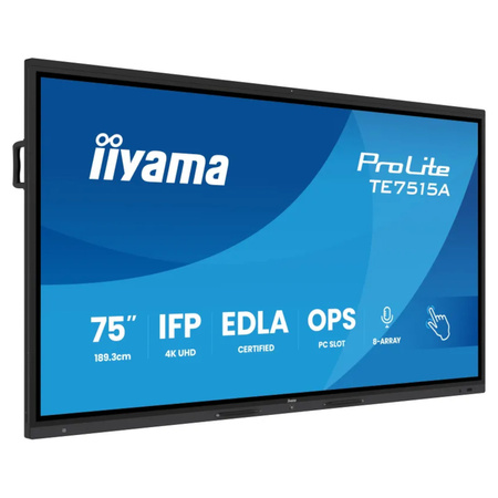 Monitor interaktywny iiyama 75" TE7515A-B1AG 4K UHD Google EDLA Android 14 + uchwyt