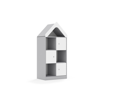 Regał Blox Base 70 3PP 3F1 z daszkiem 706x466x1575 korpus szary/3x front biały - wariant 2