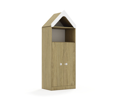 Regał Blox Base 70 4P 2F3 z daszkiem 706x466x1927 korpus dąb/2x front dąb