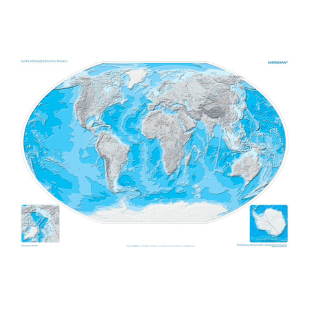 Świat - Mapa konturowa hipsometryczna - ćwiczeniowa