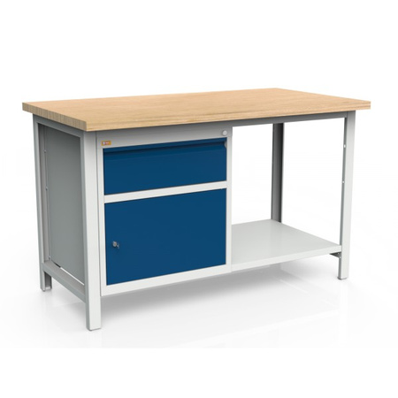 Stół warsztatowy 2-modułowy z szafką WSZ-B i półką W-P1