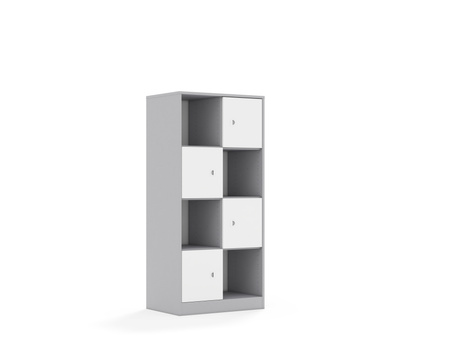Regał Blox Base 70 4PP 4F1 706x466x1517 korpus szary/4x front biały - wariant 3