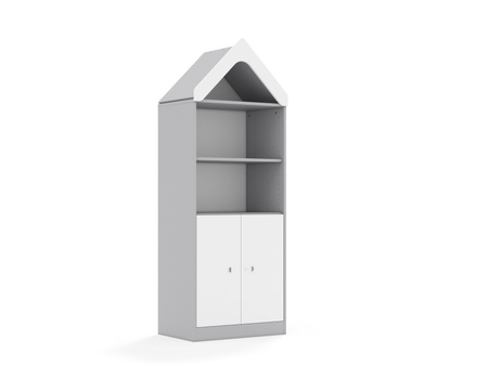 Regał Blox Base 70 4P 2F2 z daszkiem 706x466x1927 korpus szary/2x front biały