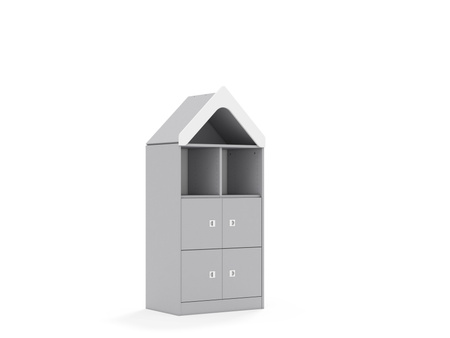 Regał Blox Base 70 3PP 4F1 z daszkiem 706x466x1575 korpus szary/4x front szary