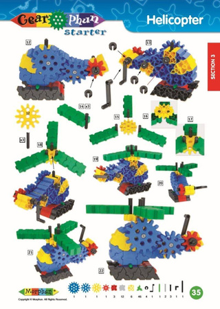 Zestaw klocków konstrukcyjnych Morphun GearPhun 500 el. + Instrukcje 60 str. A4