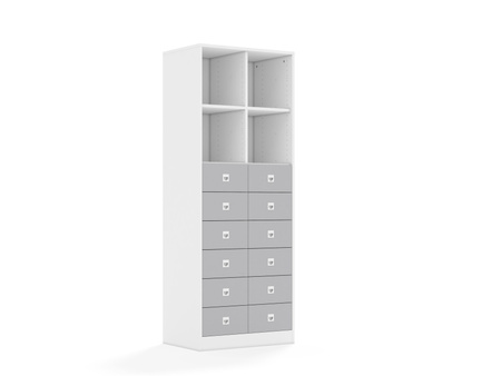 Regał Blox Base 70 5PP 12SB 706x466x1869 korpus biały/12x szuflada szara