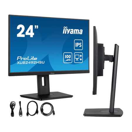 Monitor iiyama ProLite XUB2492HSU-B6 24" IPS LED 100Hz 0,4ms /HDMI, DisplayPort, hub USB/ HAS, FlickerFree