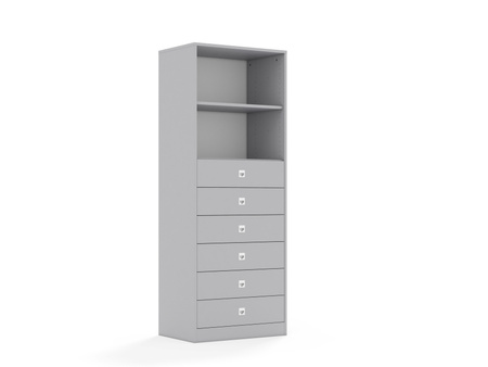 Regał Blox Base 70 5P 6S 706x466x1869 korpus szary/6x szuflada szara