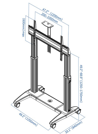 Profesjonalny elektryczny mobilny stojak TV wózek do telewizorów LCD LED 75" - 120"