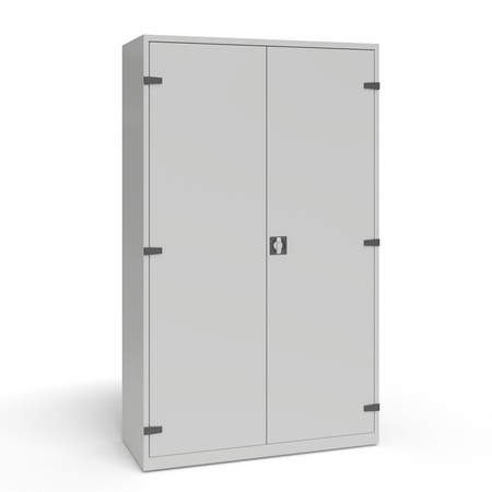 Szafa warsztatowa z 2 panelami perforowanymi o wys 450 mm oraz 4 przestawnymi półkami