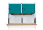 Nadstawka 2-rzędowa z dwoma panelami perforowanymi i dwiema szafkami