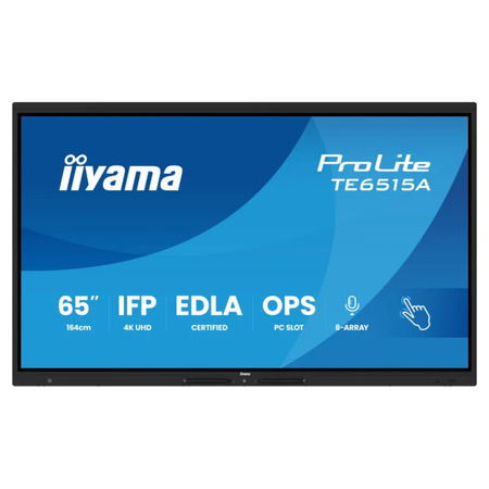 Monitor interaktywny iiyama 65" TE6515A-B1AG 4K UHD Google EDLA Android 14 + uchwyt 