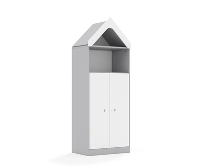 Regał Blox Base 70 4P 2F3 z daszkiem 706x466x1927 korpus szary/2x front biały